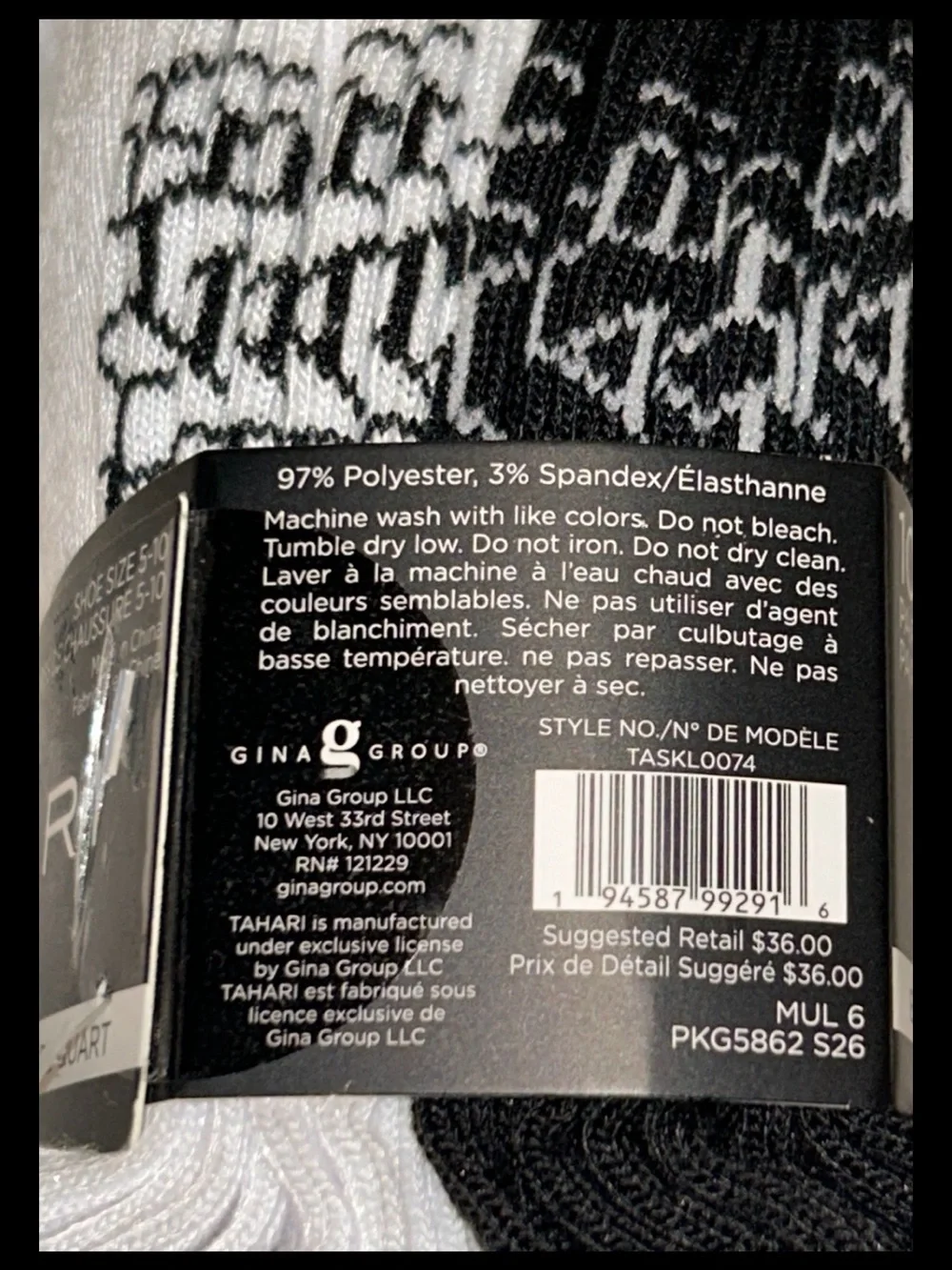 Tahari Quarters Socks 10 Pairs Women Shoe Size 5-10 Black & White w Logo NEW $36